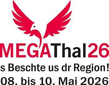 Logo von Mega Thal: Adler mit Schriftzug MEGAThal26, s Beschte us dr Region!